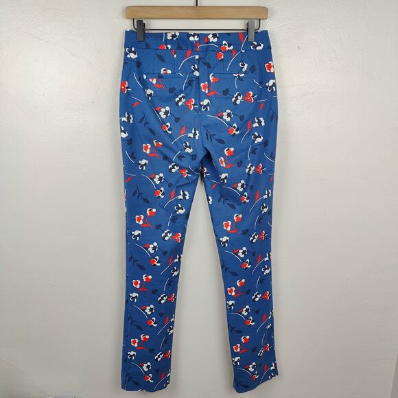 Boden Richmond 7/8 Pants Womens 4L Long Length Blue Red Floral Print AOP Chinos - Picture 6 of 9